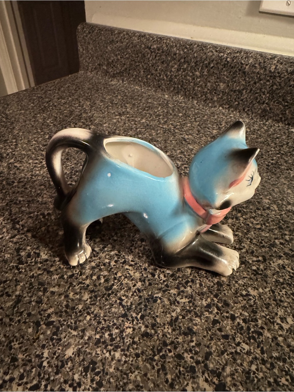 Vintage 1950s-1960s Japanese Ceramic Cat Planter Or Vase - Picture 5 of 11